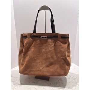 Talbots Tan Suede Leather Tote Bag Made in Italy Brown Shoulder Bag Large
